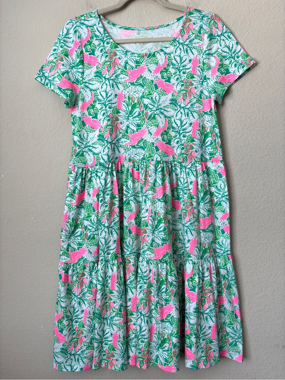 Lilly Pulitzer Geanna Tiered Short Sleeve Just Wing It Botanical Print Dress